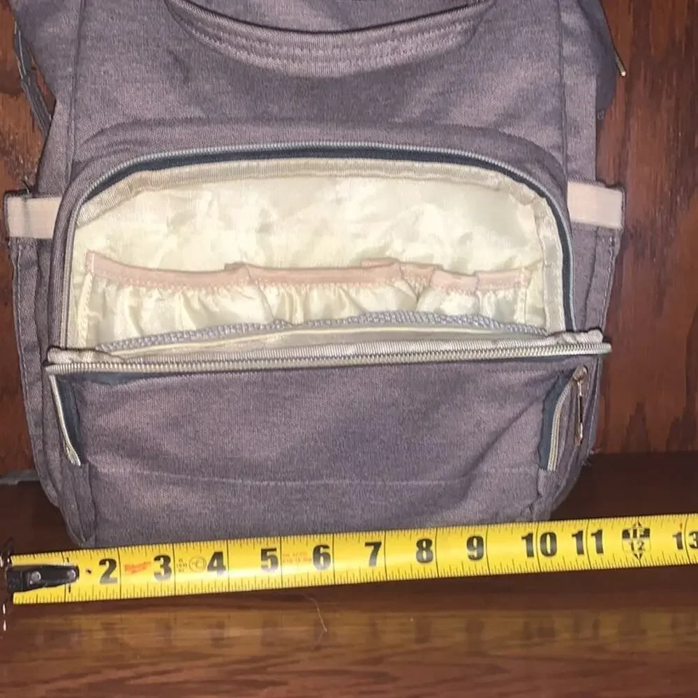 Diaper Bag Backpack Gray Multi-Pocket Baby Travel Backpack